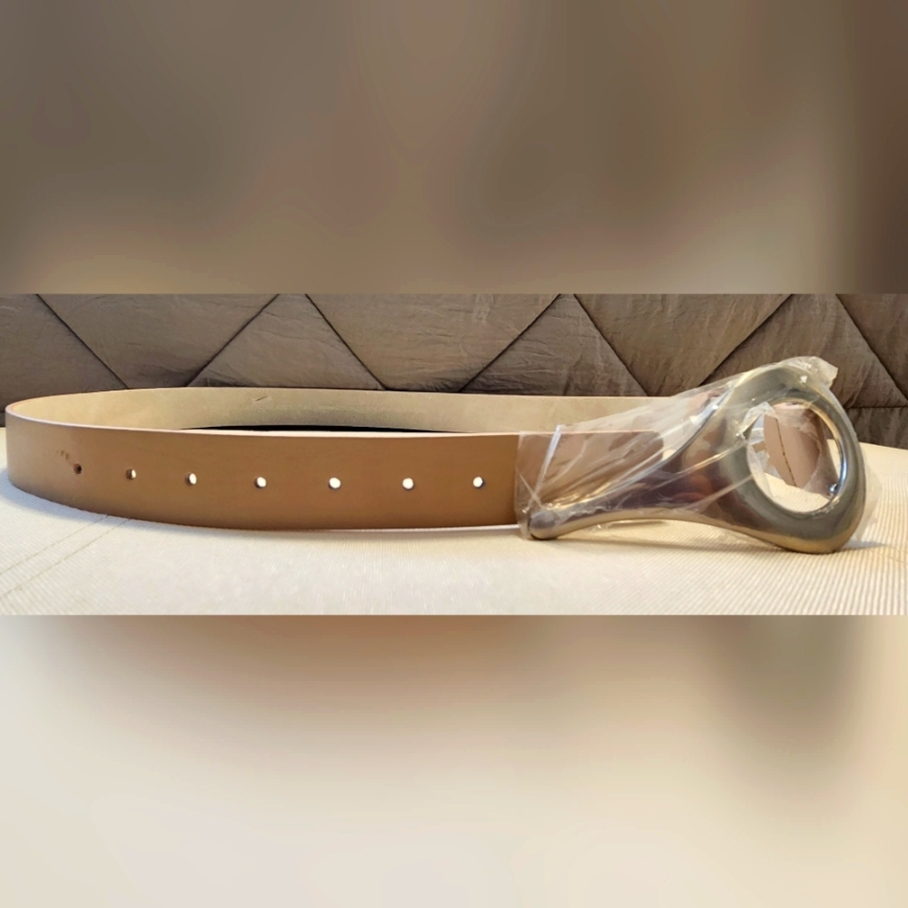H by Halston Tan Leather Belt, M/L
